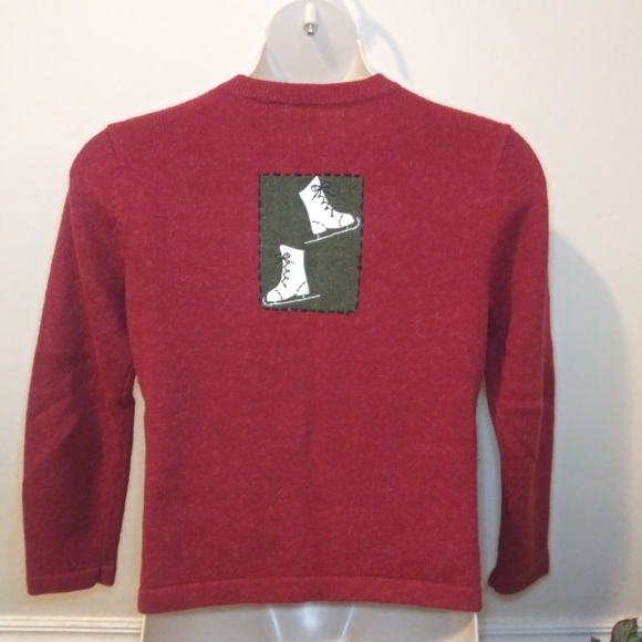 Croft & Barrow Patchwork Front Red, Black & Green Winter Themed Cardigan Sweater - Picture 6 of 9
